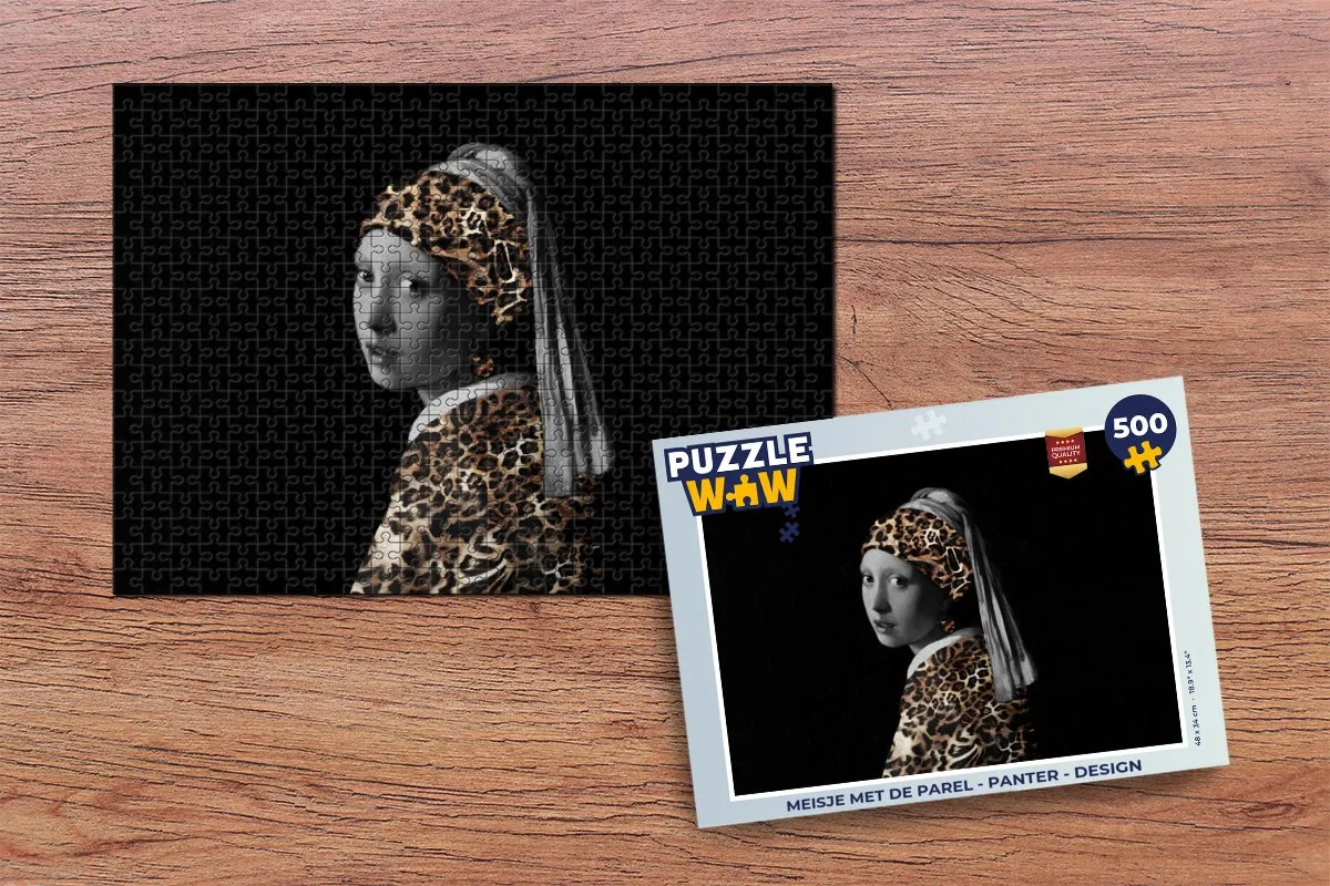 PuzzleWow Meisje met de parel Panter Design Legpuzzel 500 Stuks - Multicolor