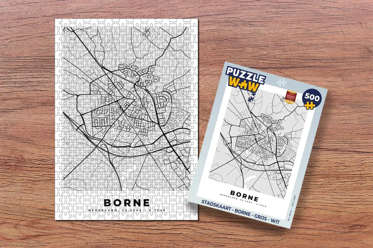 PuzzleWow Stadskaart Borne Legpuzzel 500 Stuks - Multicolor