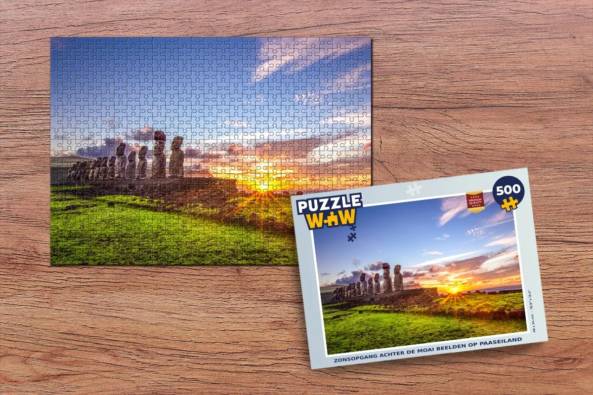 PuzzleWow Legpuzzel Zonsopgang Paaseiland 500 Stuks - Multicolor