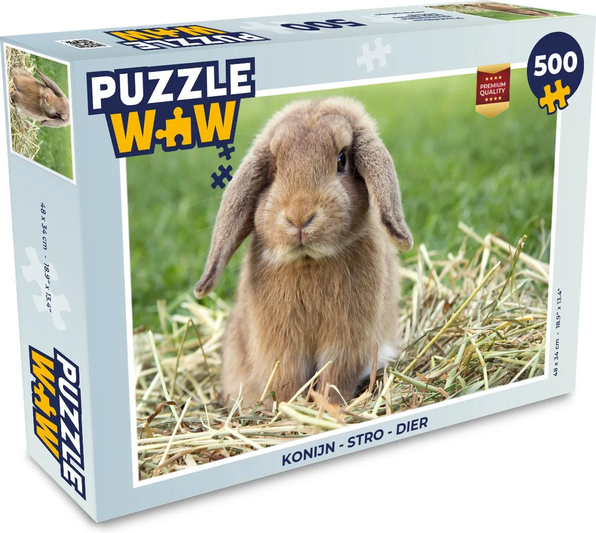 PuzzleWow Konijn Stro Legpuzzel 500 Stuks - Multicolor