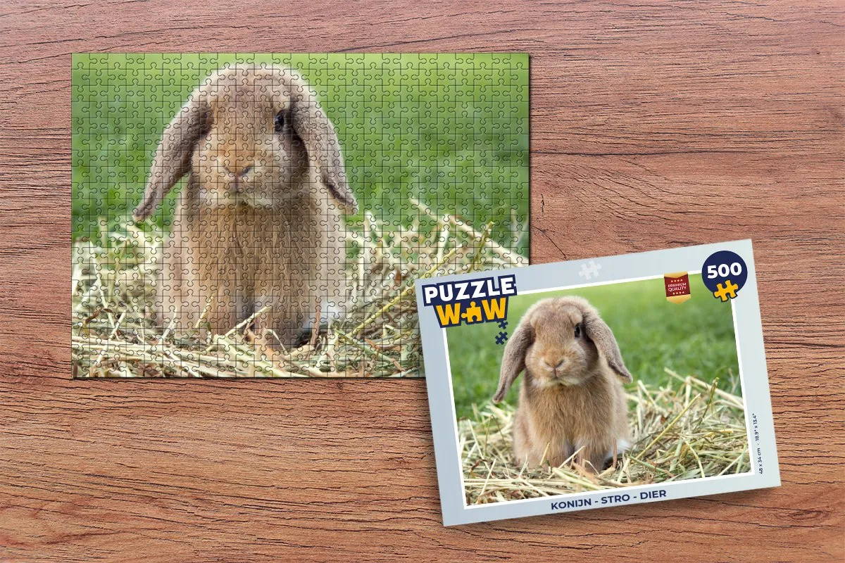 PuzzleWow Konijn Stro Legpuzzel 500 Stuks - Multicolor