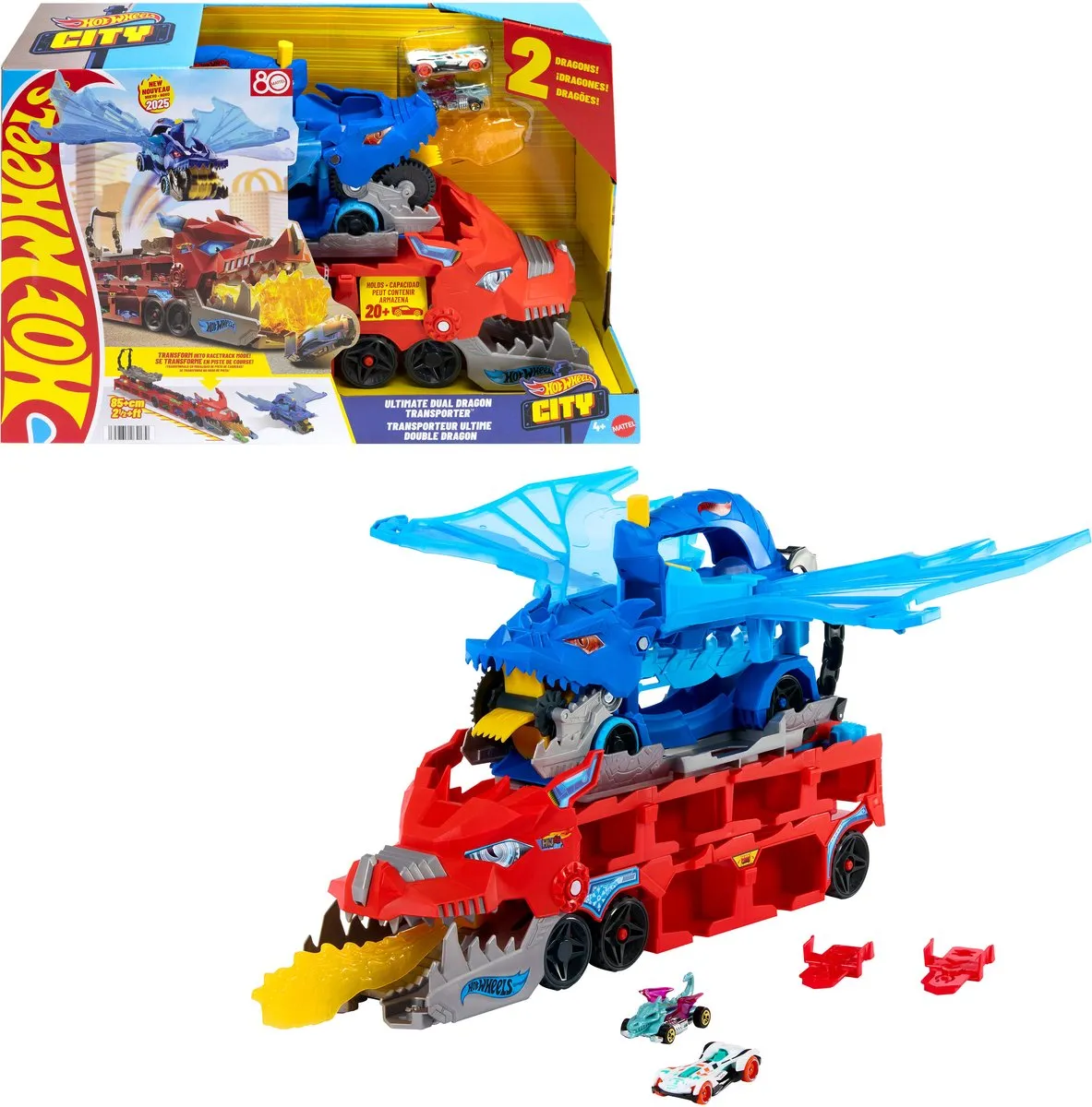 Hot Wheels City JBM72 Transportvoertuig - Dubbele Draak - Meerkleurig - afbeelding 6 van 6