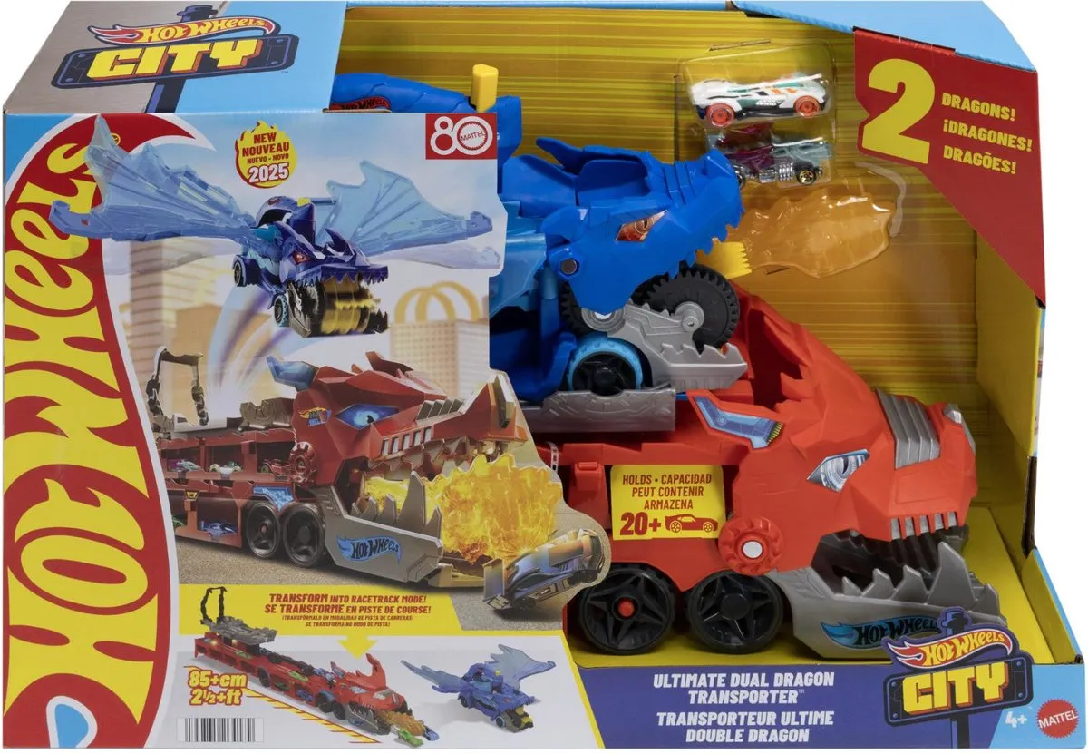 Hot Wheels City JBM72 Transportvoertuig - Dubbele Draak - Meerkleurig