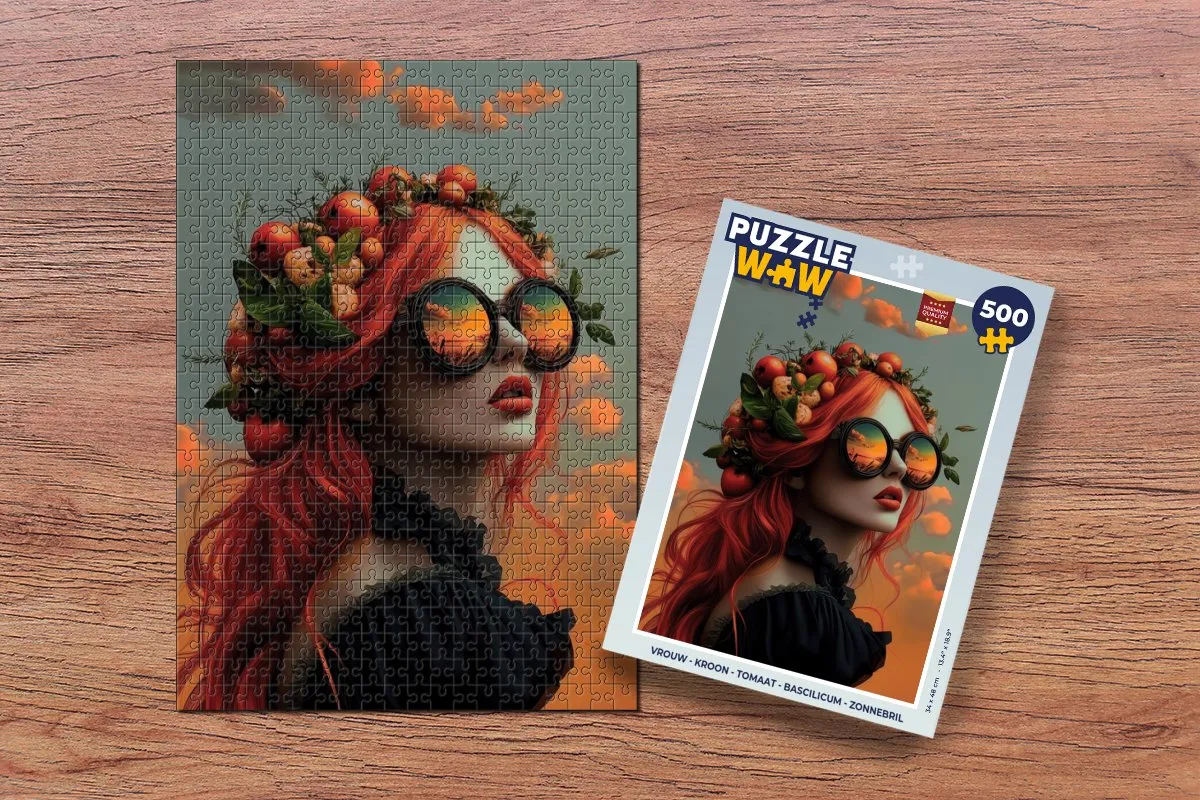 PuzzleWow Vrouw - Kroon - Tomaat & Basilicum Legpuzzel 500 Stuks
