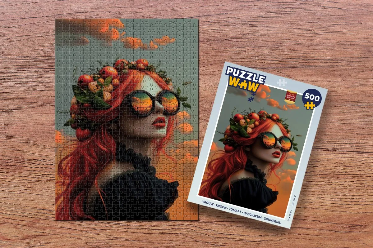 PuzzleWow Vrouw - Kroon - Tomaat & Basilicum Legpuzzel 500 Stuks