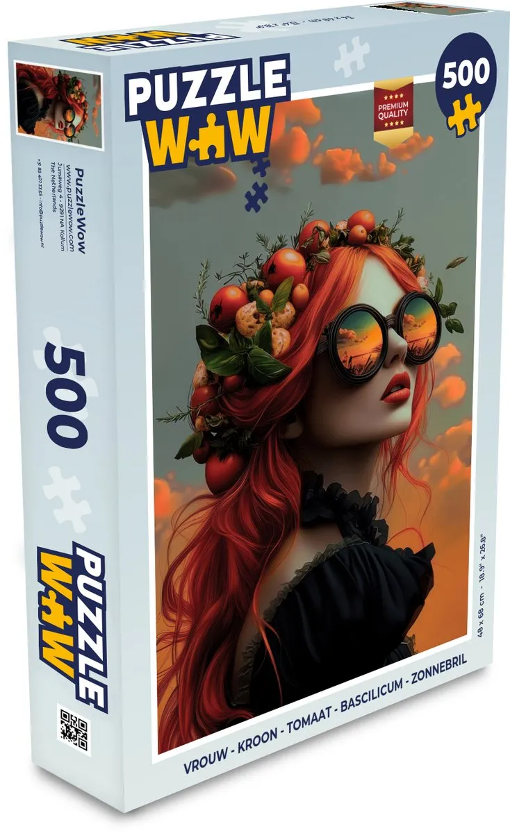 PuzzleWow Vrouw - Kroon - Tomaat & Basilicum Legpuzzel 500 Stuks