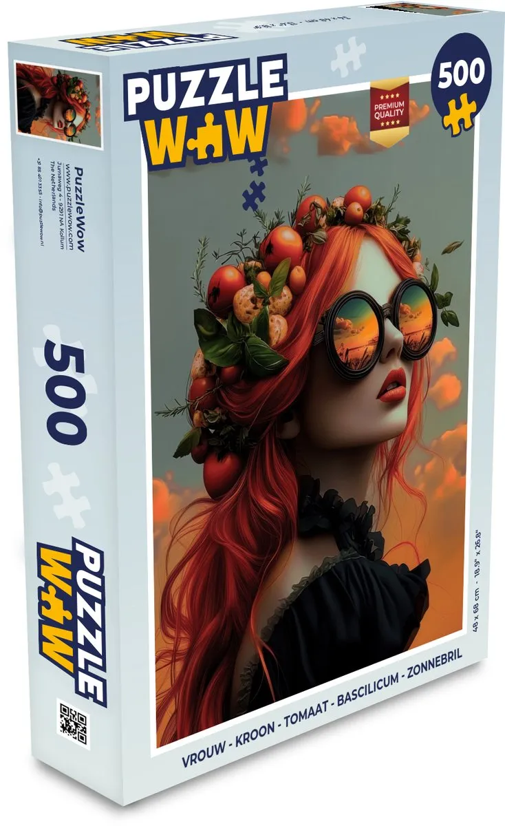 PuzzleWow Vrouw - Kroon - Tomaat & Basilicum Legpuzzel 500 Stuks