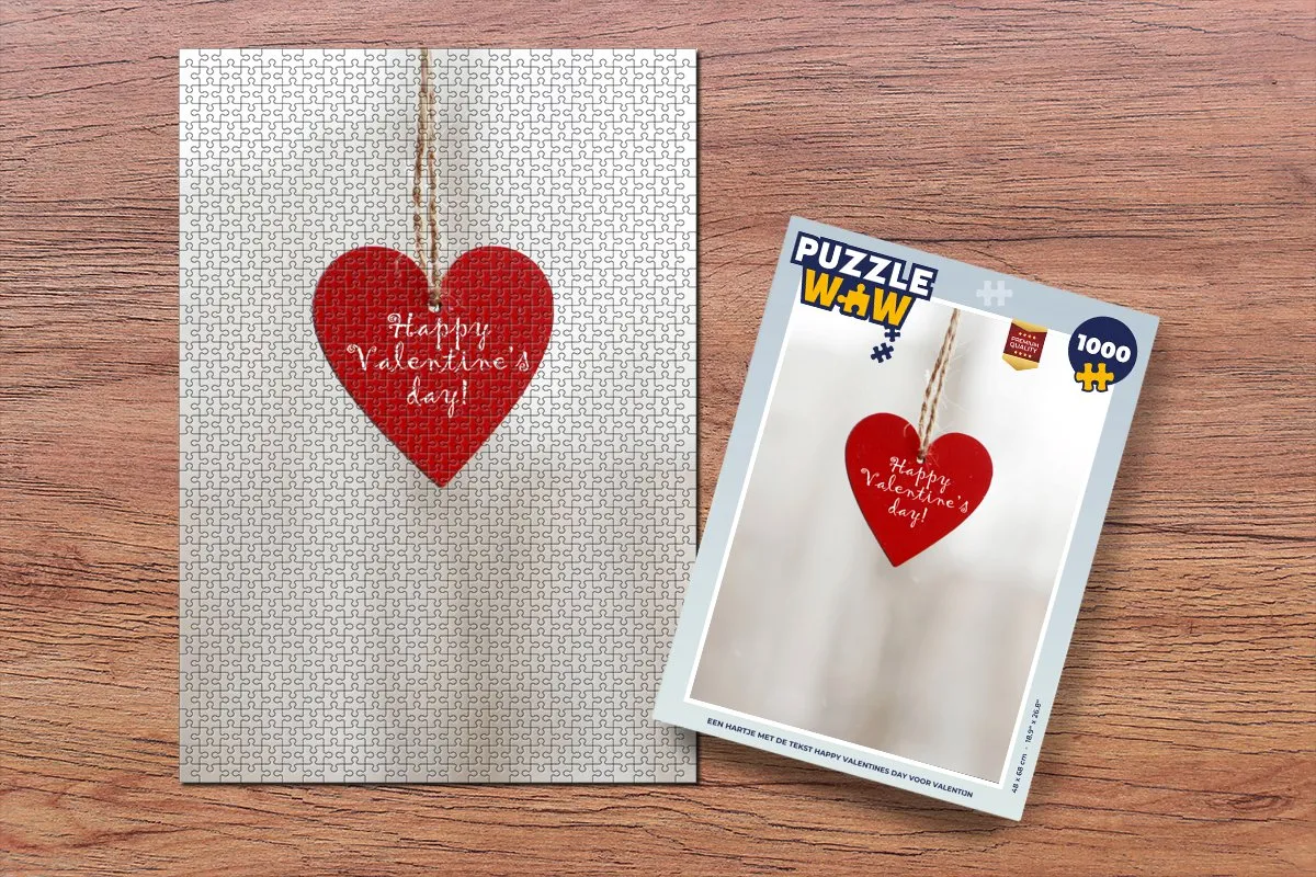 PuzzleWow Legpuzzel Hartje Happy Valentine's Day 1000 Stuks - Multicolor