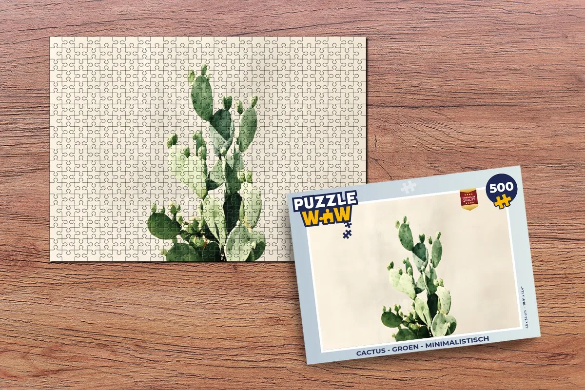 PuzzleWow Minimalistische Puzzel Cactus 500 Stuks - 8721406844785