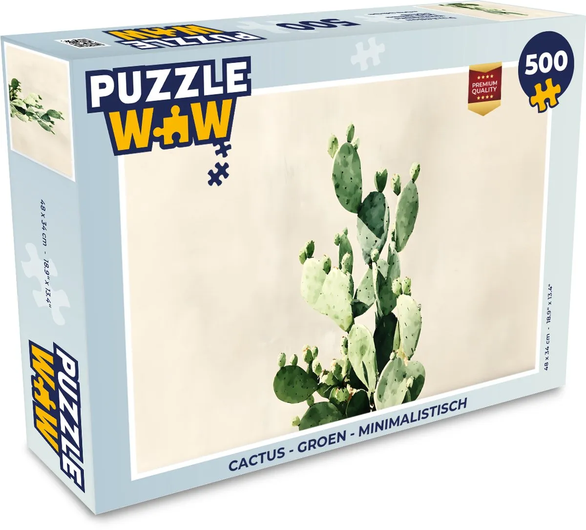 PuzzleWow Minimalistische Puzzel Cactus 500 Stuks - 8721406844785