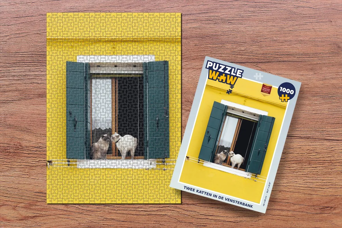 PuzzleWow Kat Vensterbank Legpuzzel 1000 Stuks - Multicolor