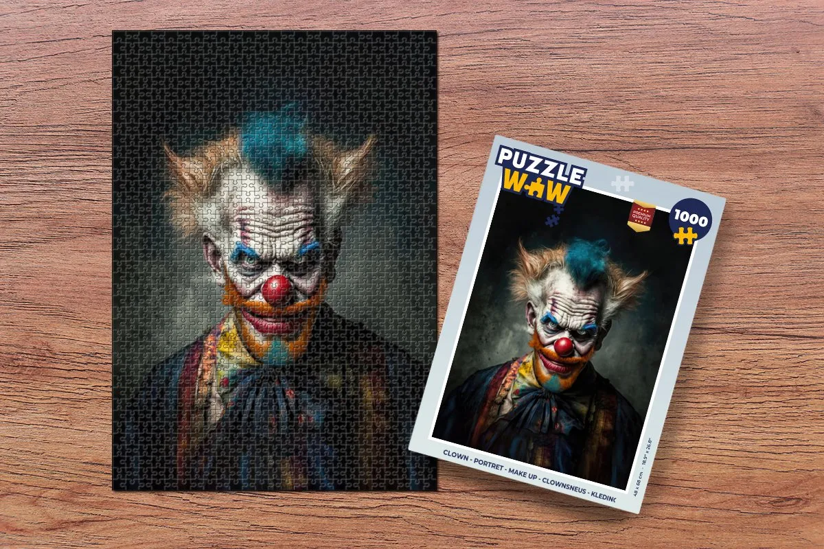PuzzleWow Clown Portret Legpuzzel 1000 Stuks - Multicolor