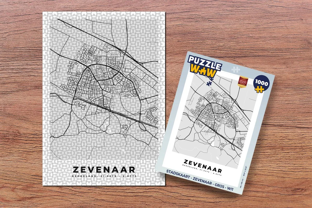 PuzzleWow Stadskaart Zevenaar Legpuzzel 1000 Stuks - Multicolor