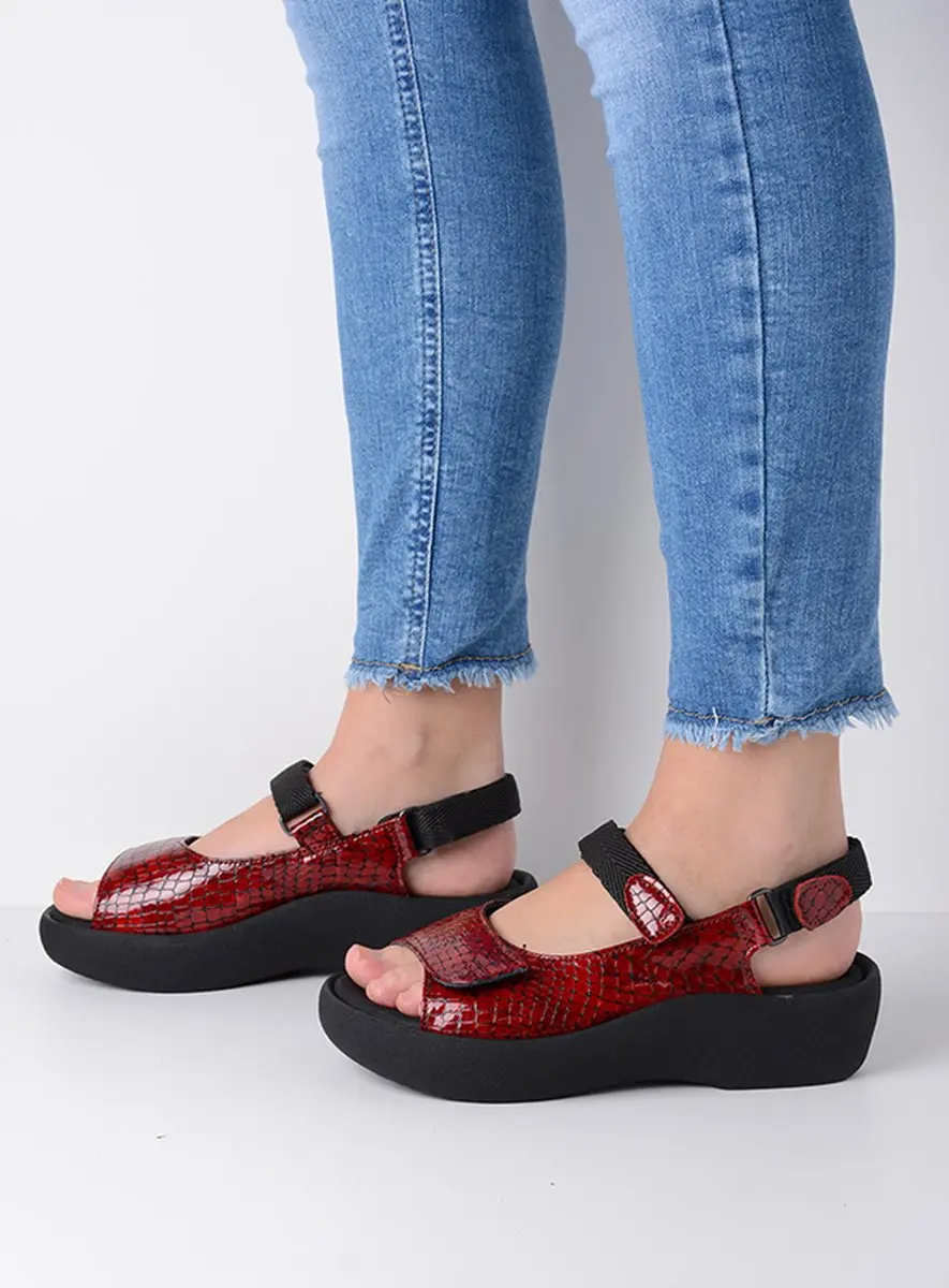 Wolky Jewel Sandalen - Rood Crocolook Lakleer - afbeelding 3 van 6