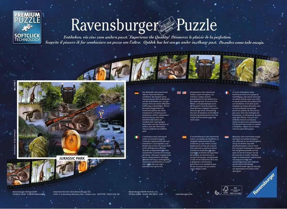 Ravensburger Jurassic Park Legpuzzel 1000 Stuks - Multicolor