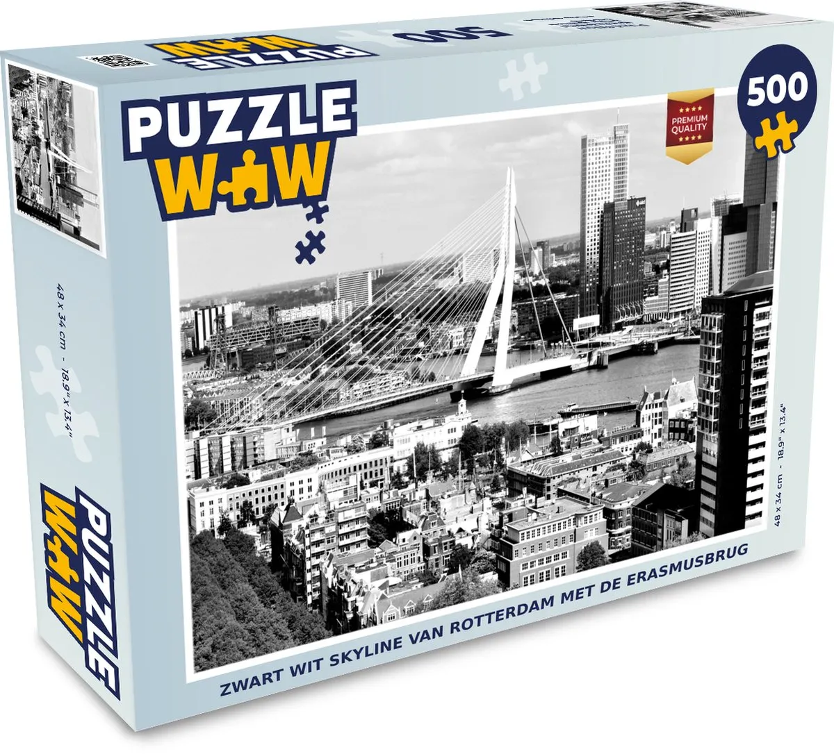 PuzzleWow Rotterdam Skyline Legpuzzel 500 Stuks - Multicolor