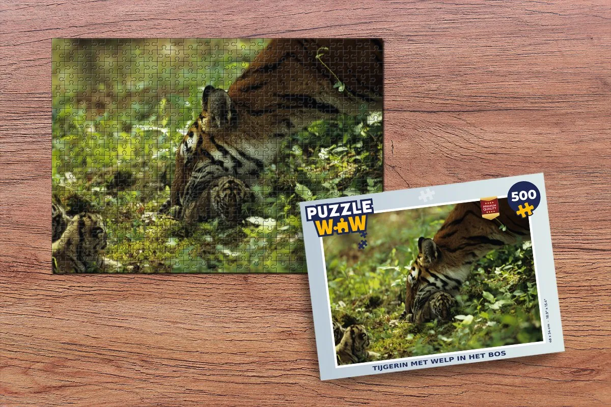 PuzzleWow Tijger Welp Legpuzzel 500 Stuks - Multicolor