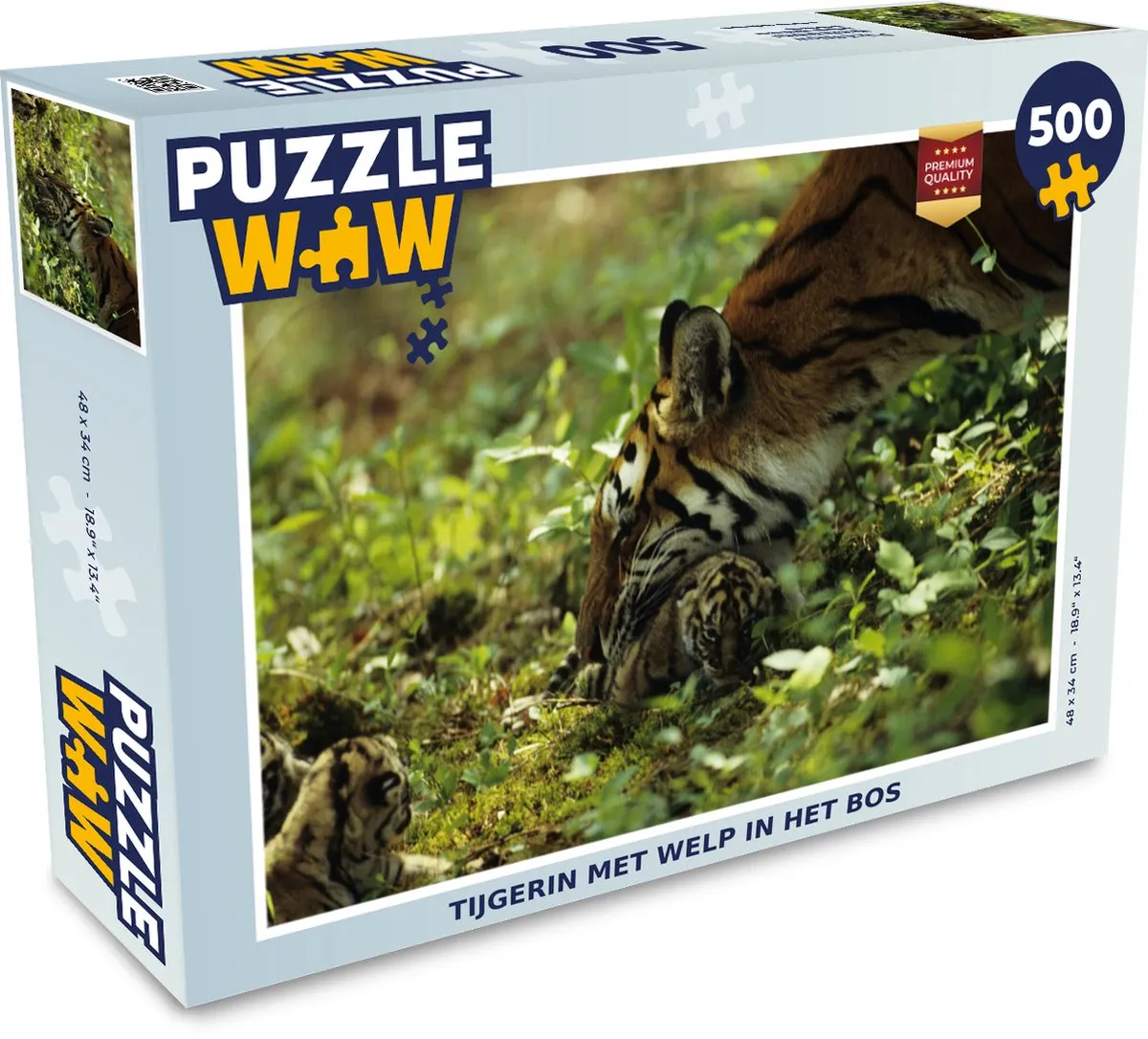 PuzzleWow Tijger Welp Legpuzzel 500 Stuks - Multicolor