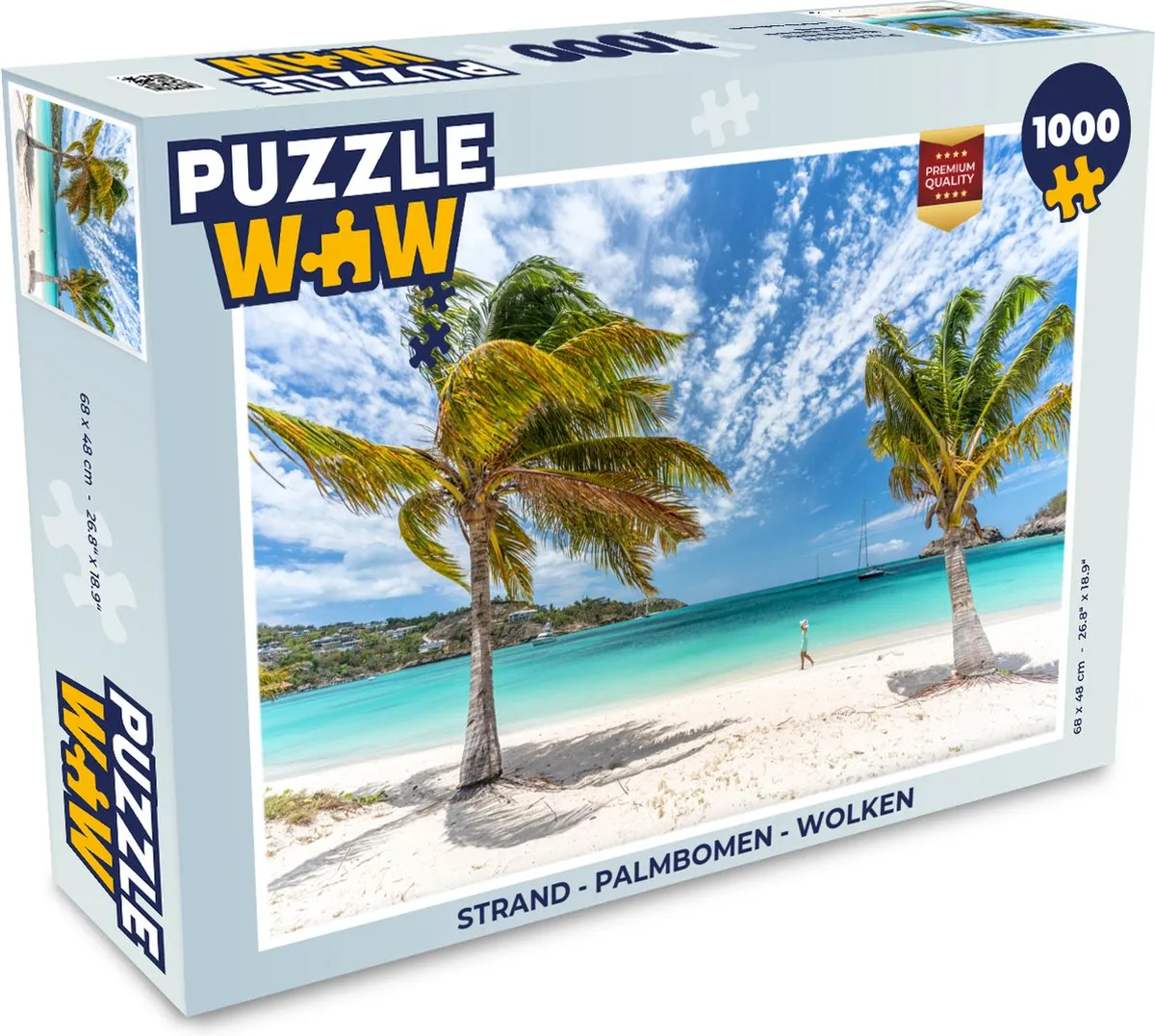 PuzzleWow Strand Palmbomen Wolken Legpuzzel 1000 Stuks - Multicolor