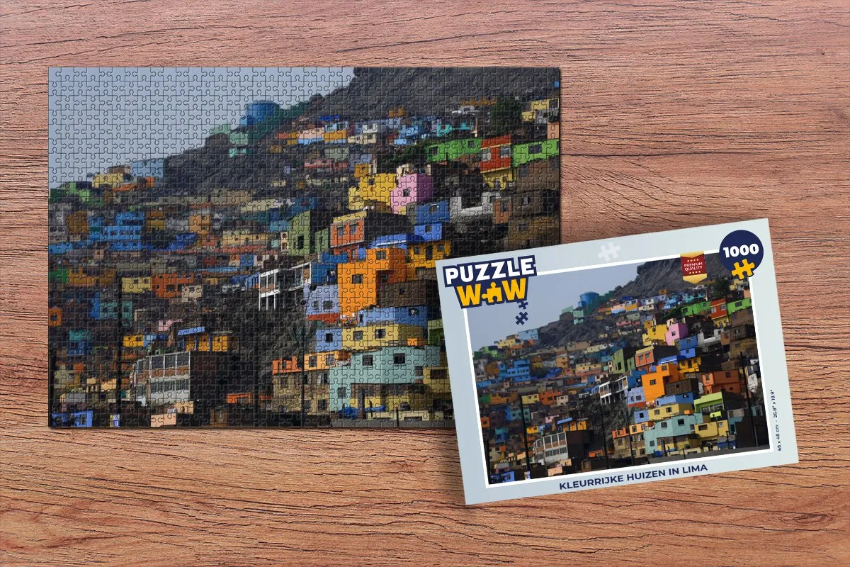 PuzzleWow Kleurrijke Huizen in Lima Legpuzzel 1000 Stuks - Multicolor