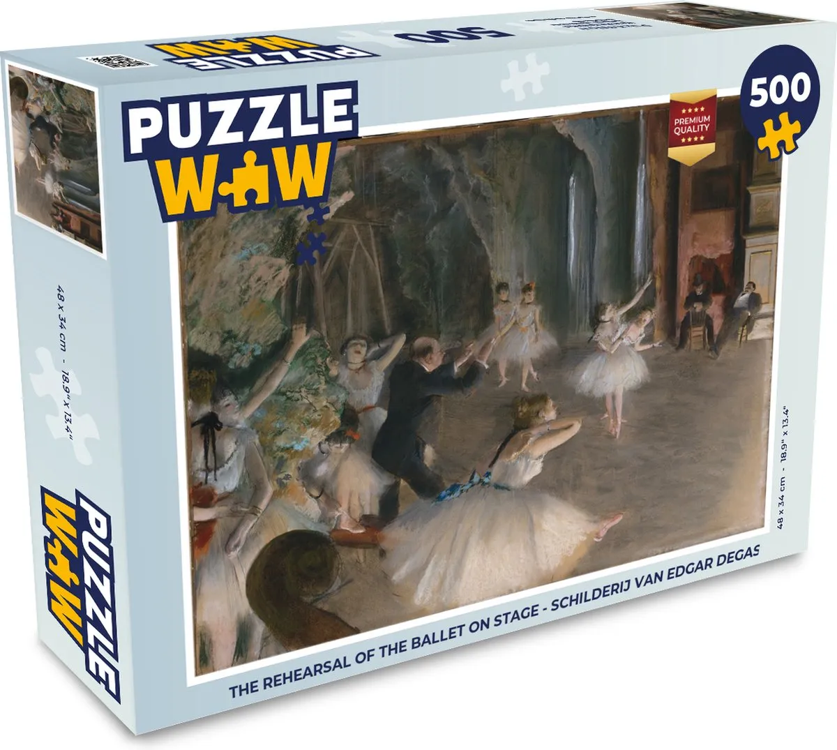 PuzzleWow Legpuzzel The Rehearsal of the Ballet on Stage - 500 Stuks - Multicolor