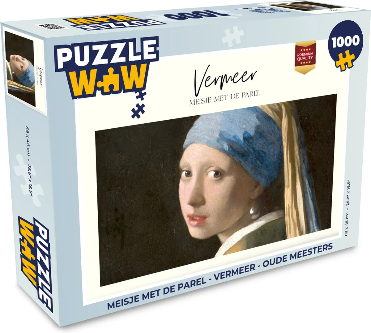 PuzzleWow Vermeer Meisje met de Parel Legpuzzel 1000 Stuks - Multicolor