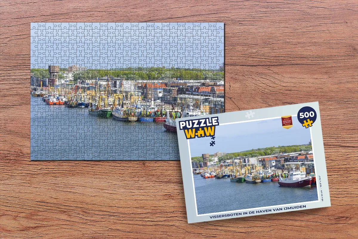 PuzzleWow Vissersboten in de haven van IJmuiden Legpuzzel 500 Stuks - Multicolor