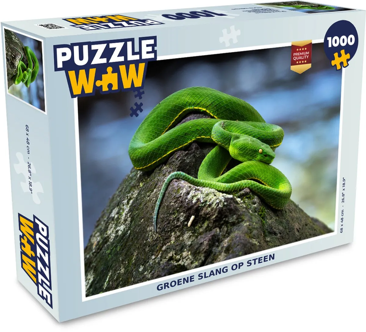 PuzzleWow Legpuzzel Groene slang op steen 1000 stukjes - Multicolor