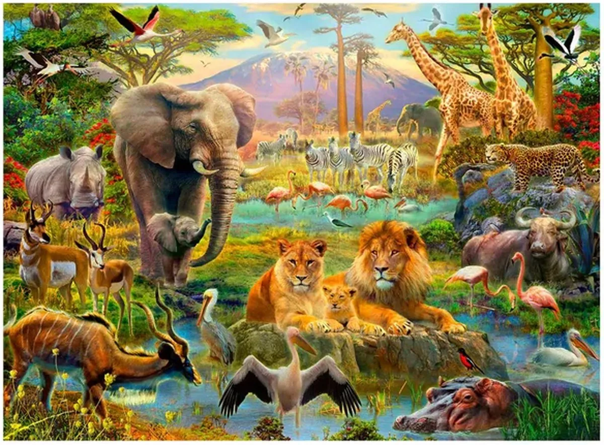 Ravensburger Dieren van de Savanne Puzzel 200 Stuks - Multicolor
