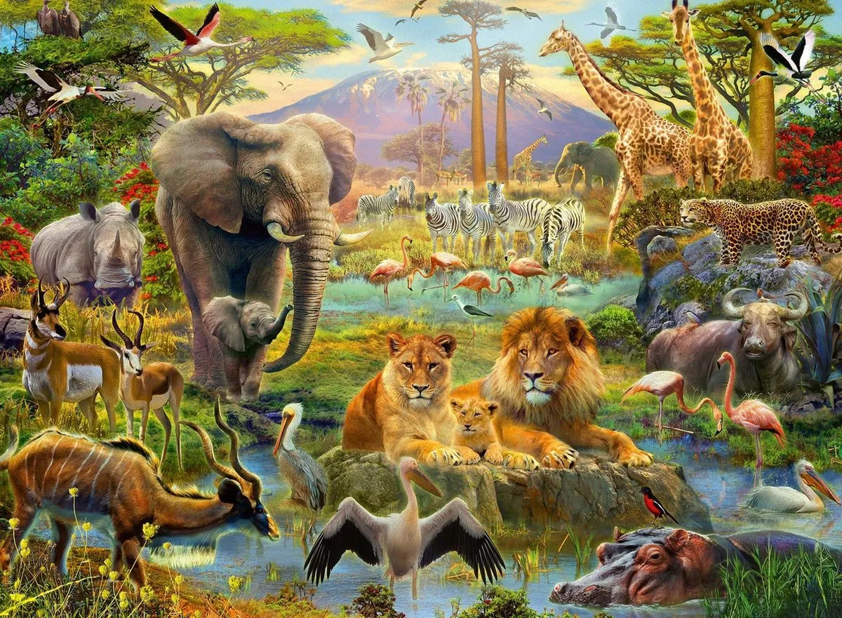 Ravensburger Dieren van de Savanne Puzzel 200 Stuks - Multicolor