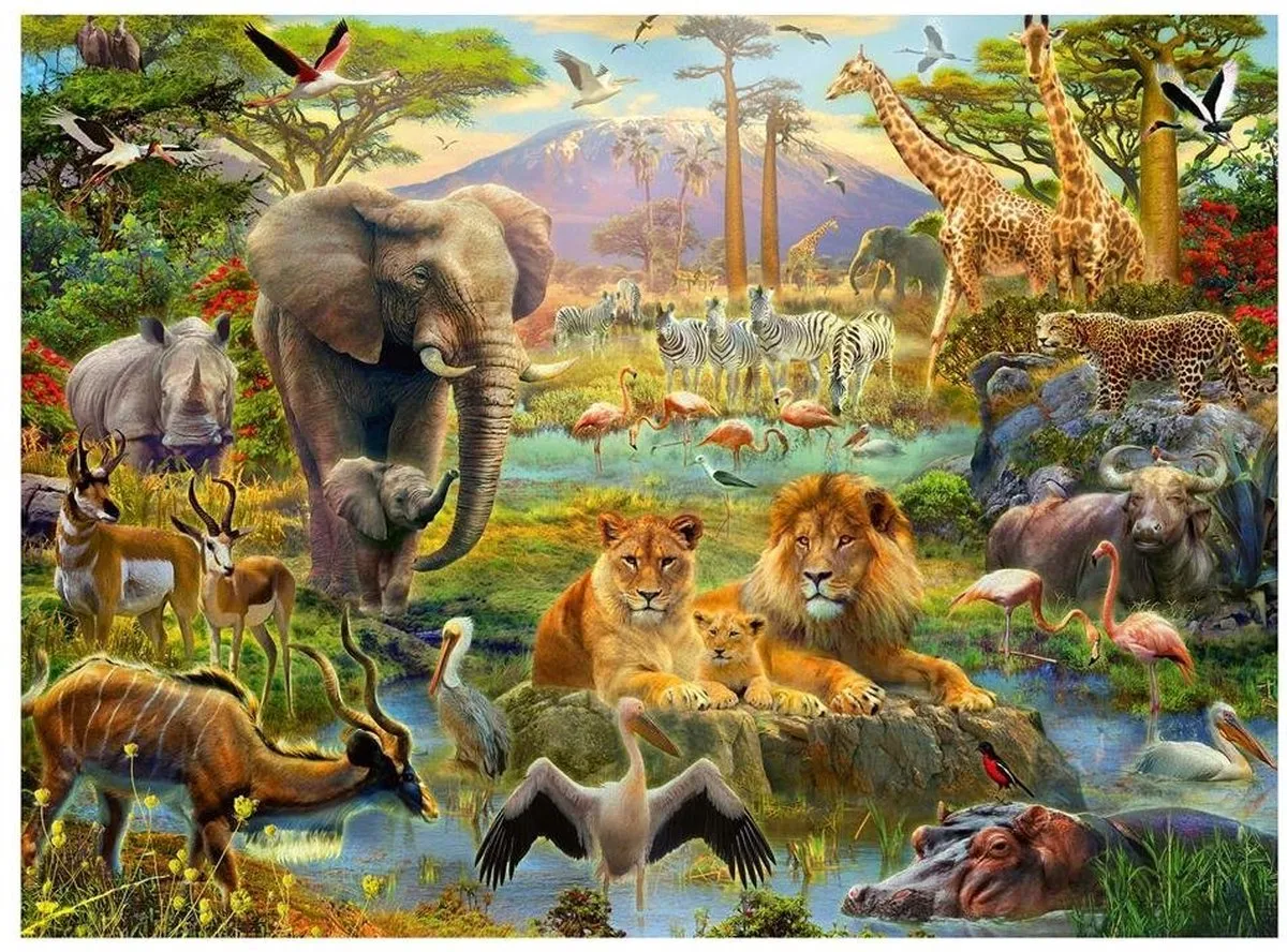 Ravensburger Dieren van de Savanne Puzzel 200 Stuks - Multicolor