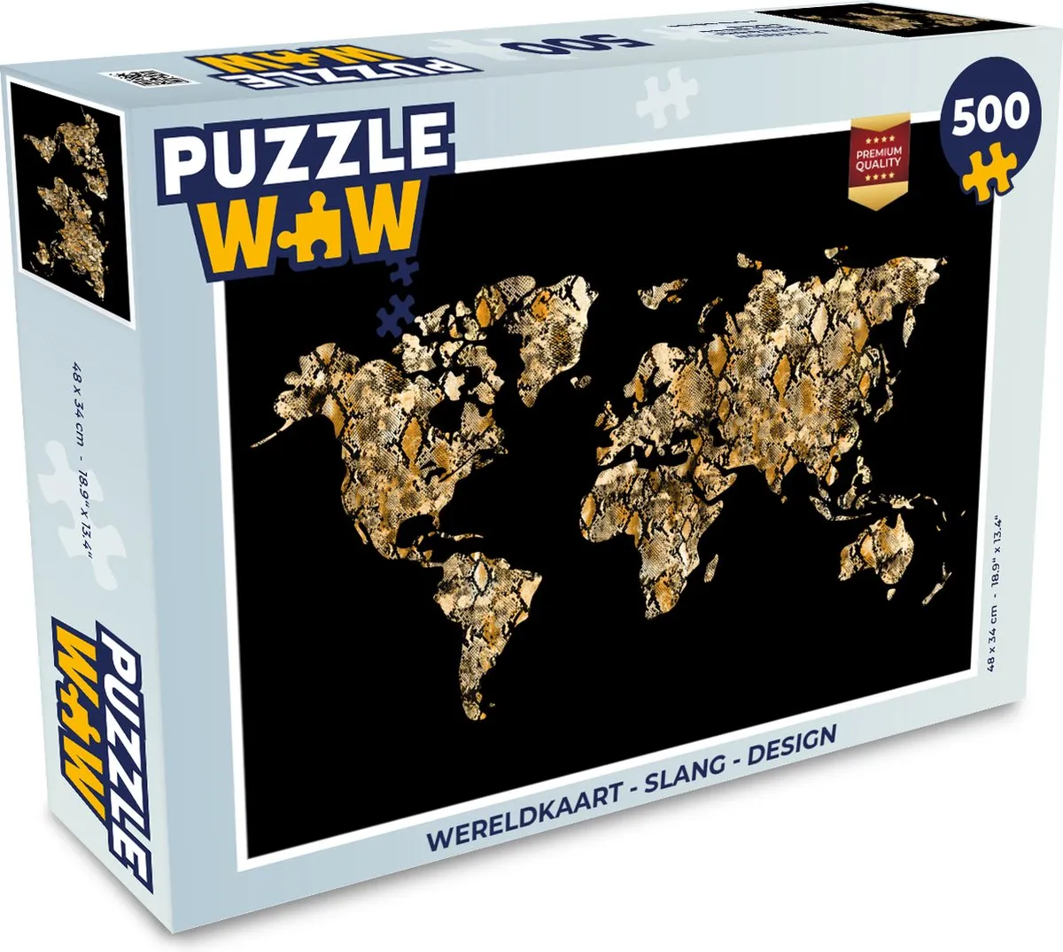 PuzzleWow Wereldkaart Slang Legpuzzel 500 Stuks - Multicolor
