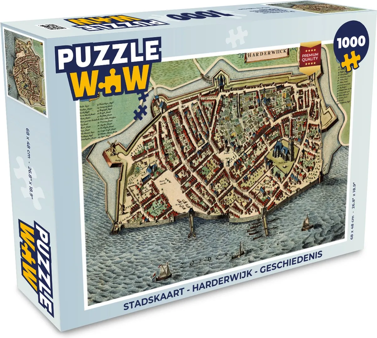 PuzzleWow Stadskaart Harderwijk Legpuzzel 1000 Stuks - Multicolor