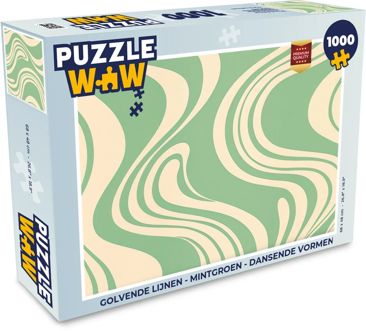 PuzzleWow Golvende Lijnen Legpuzzel 1000 Stuks - Mintgroen
