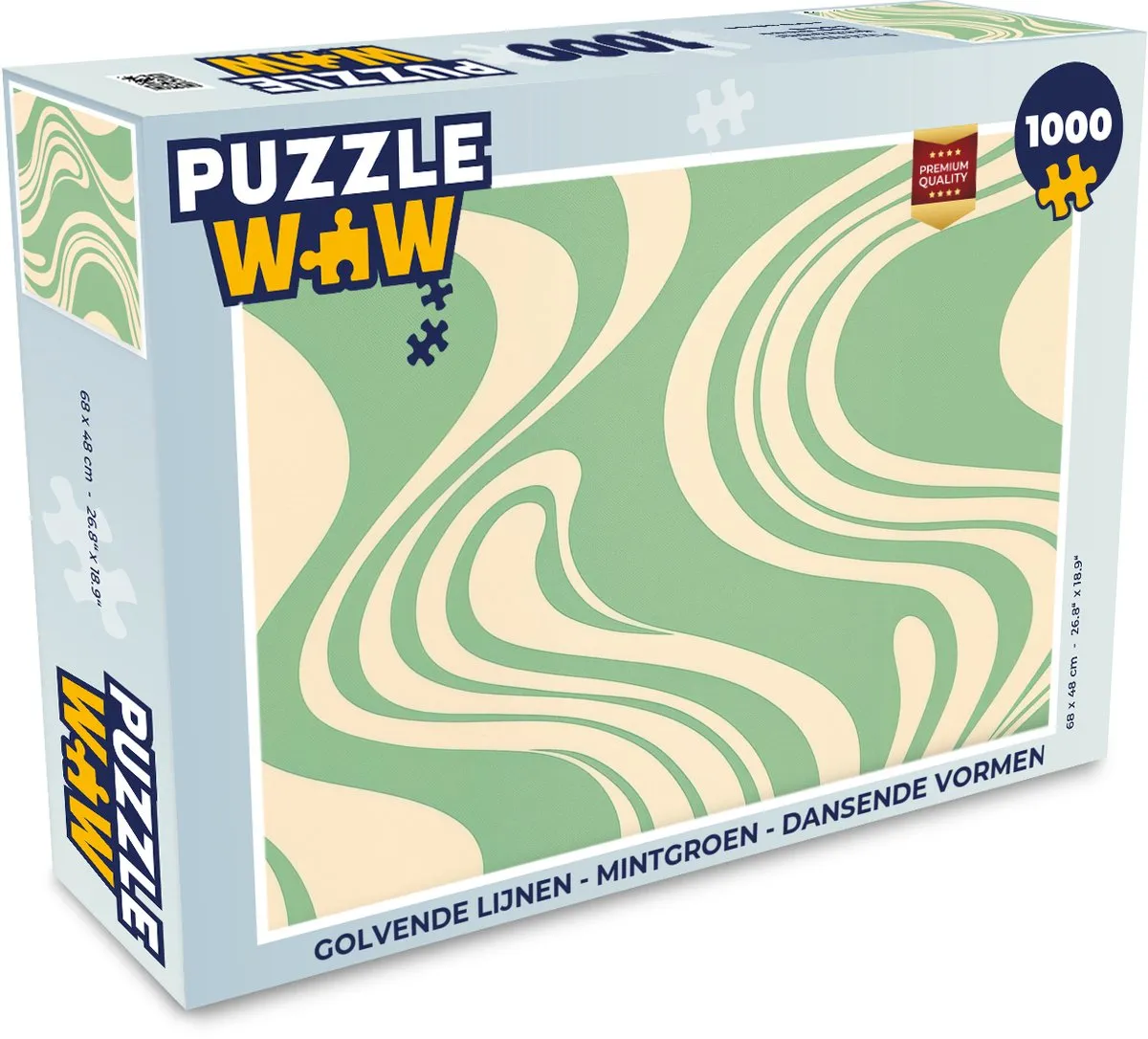 PuzzleWow Golvende Lijnen Legpuzzel 1000 Stuks - Mintgroen