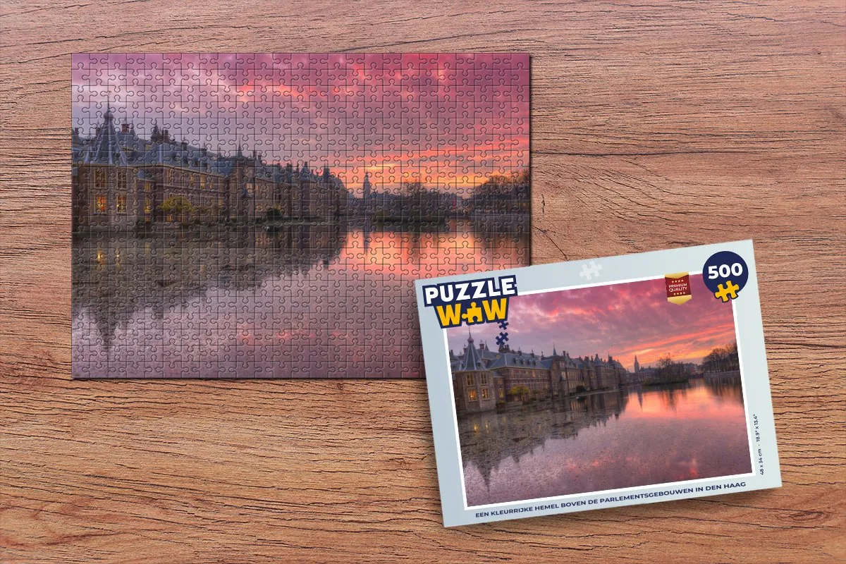 PuzzleWow Den Haag Water Binnenhof Legpuzzel 500 Stuks - Multicolor