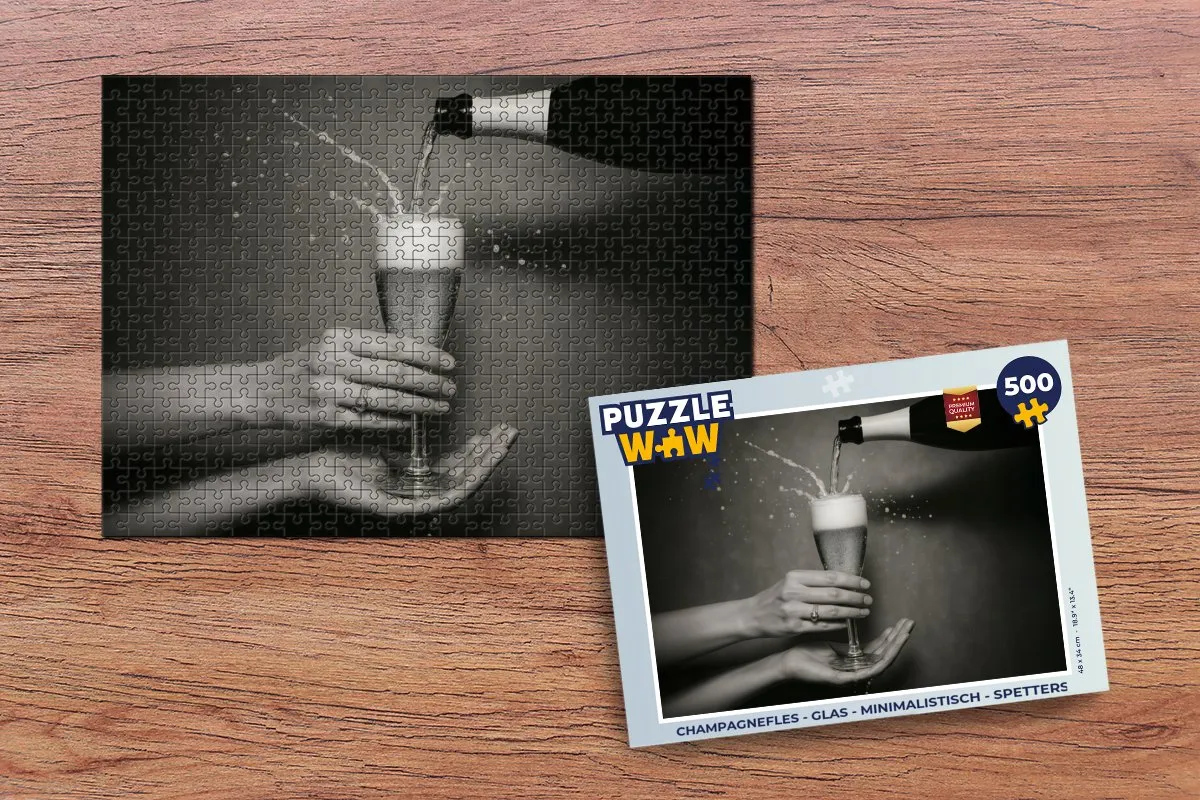 PuzzleWow Champagnefles Legpuzzel 500 Stuks - Minimalistisch
