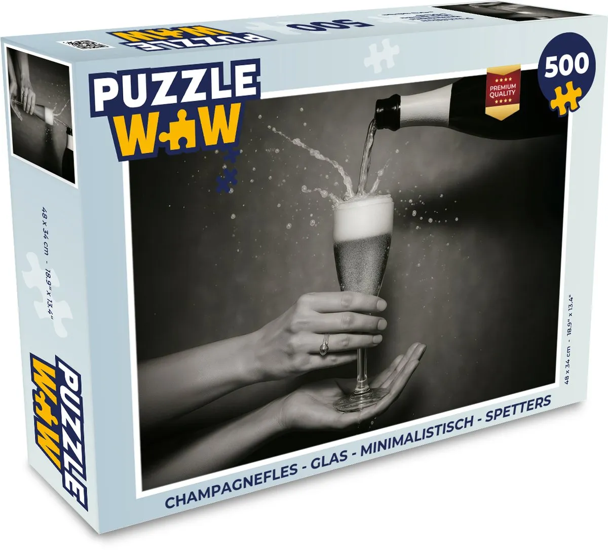 PuzzleWow Champagnefles Legpuzzel 500 Stuks - Minimalistisch