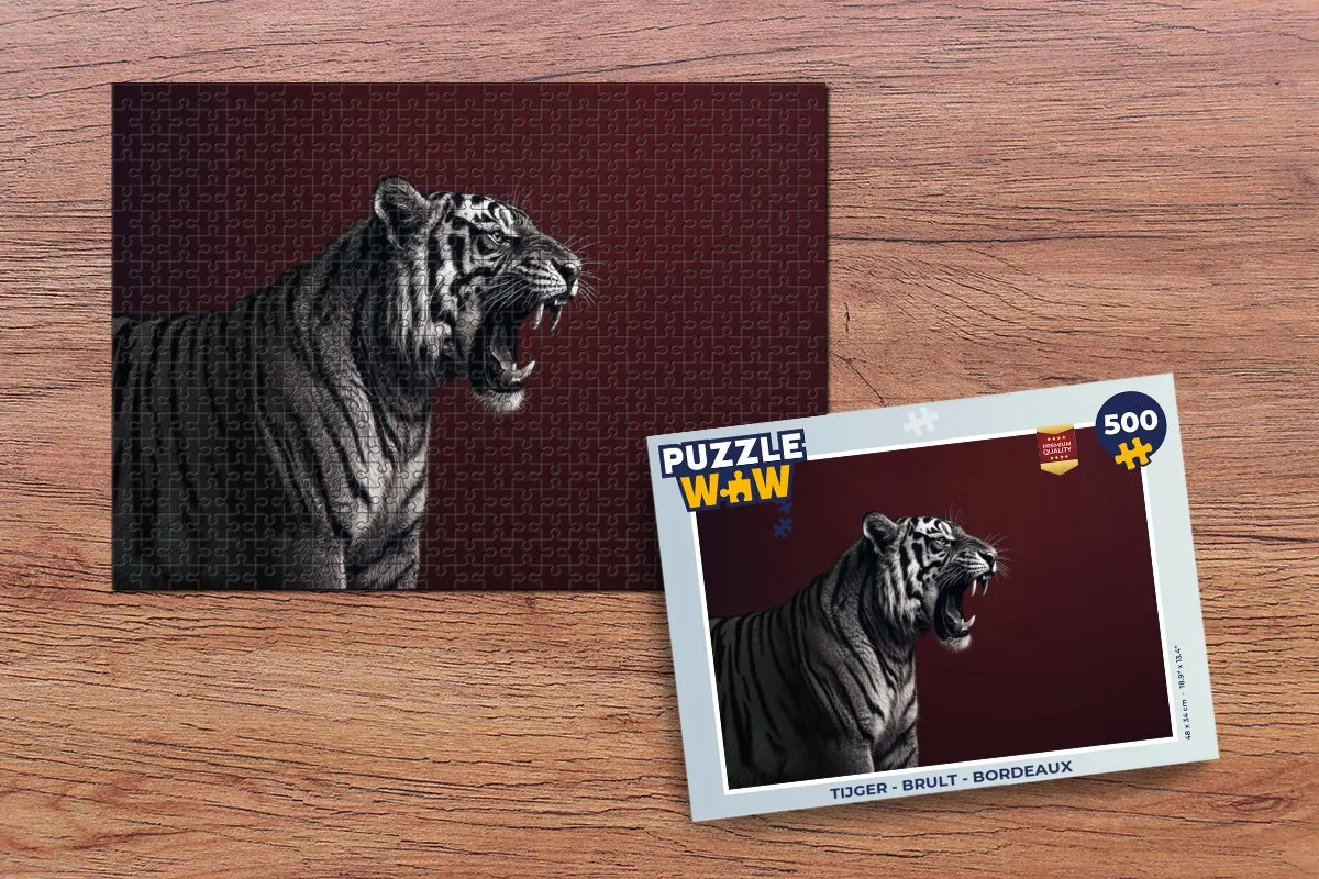 PuzzleWow Tijger Brult Legpuzzel 500 Stuks - Bordeaux
