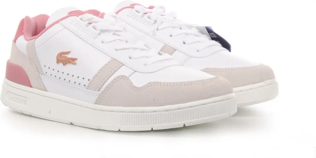 Lacoste T-Clip Dames Sneakers - Wit/Roze - Maat 39 - afbeelding 3 van 6