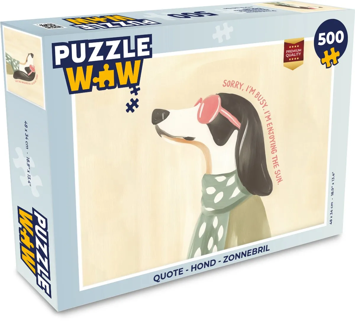 PuzzleWow Quote Hond Zonnebril Legpuzzel 500 Stuks