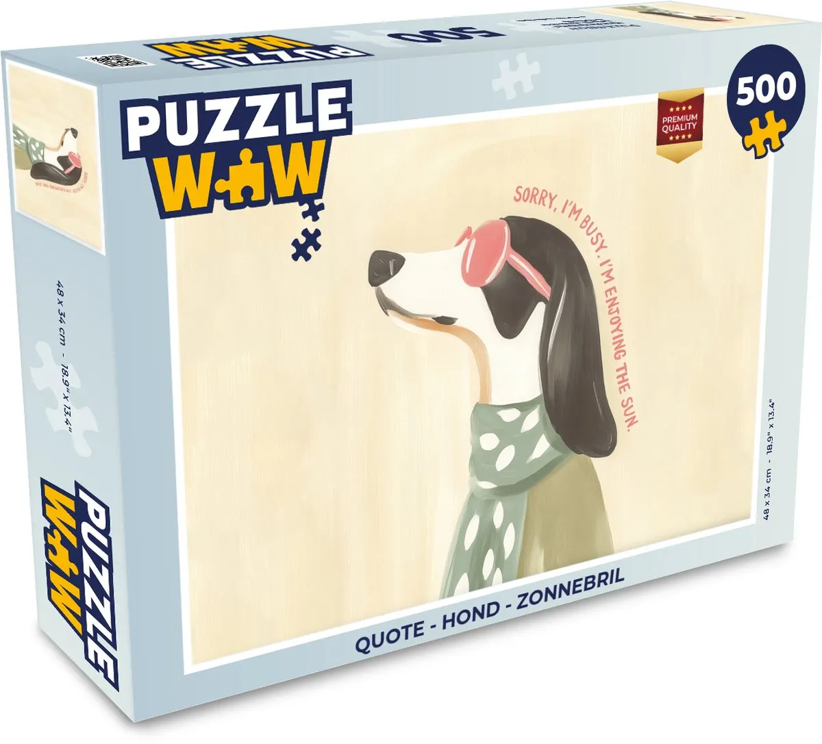 PuzzleWow Quote Hond Zonnebril Legpuzzel 500 Stuks