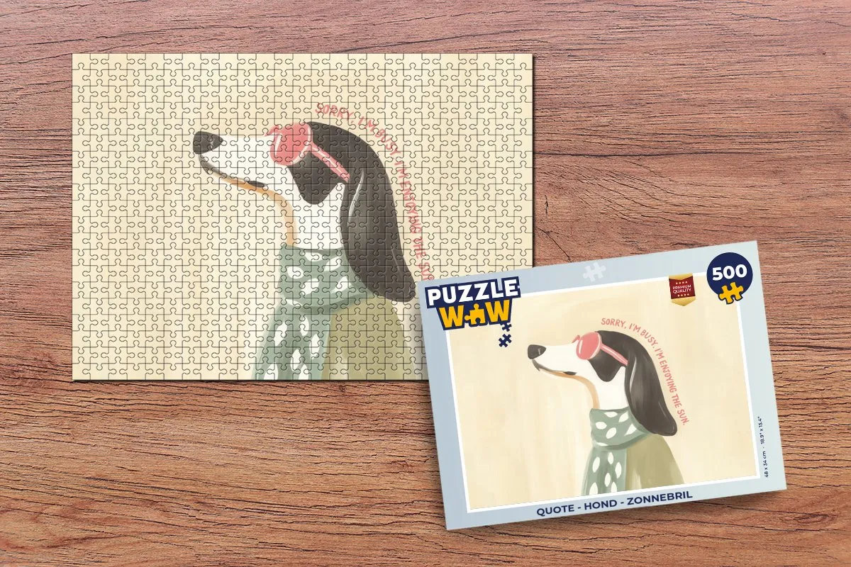 PuzzleWow Quote Hond Zonnebril Legpuzzel 500 Stuks