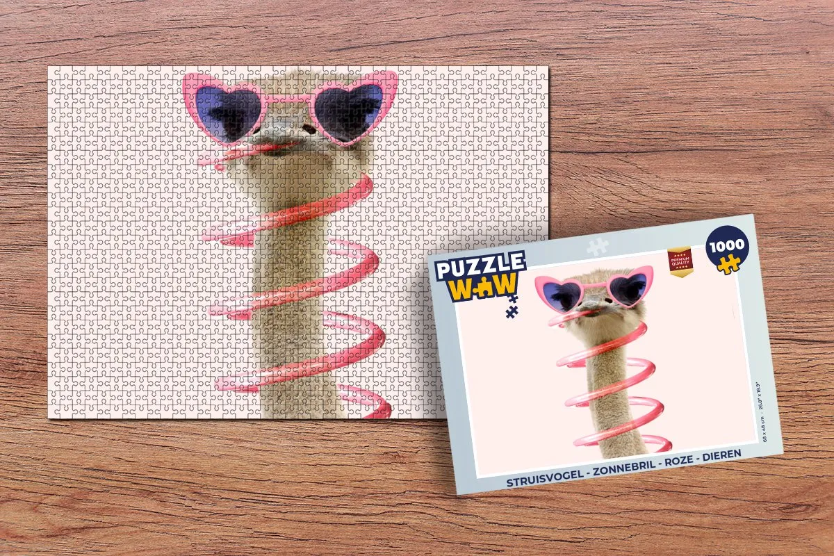 PuzzleWow Struisvogel Zonnebril Legpuzzel 1000 Stuks - Multicolor