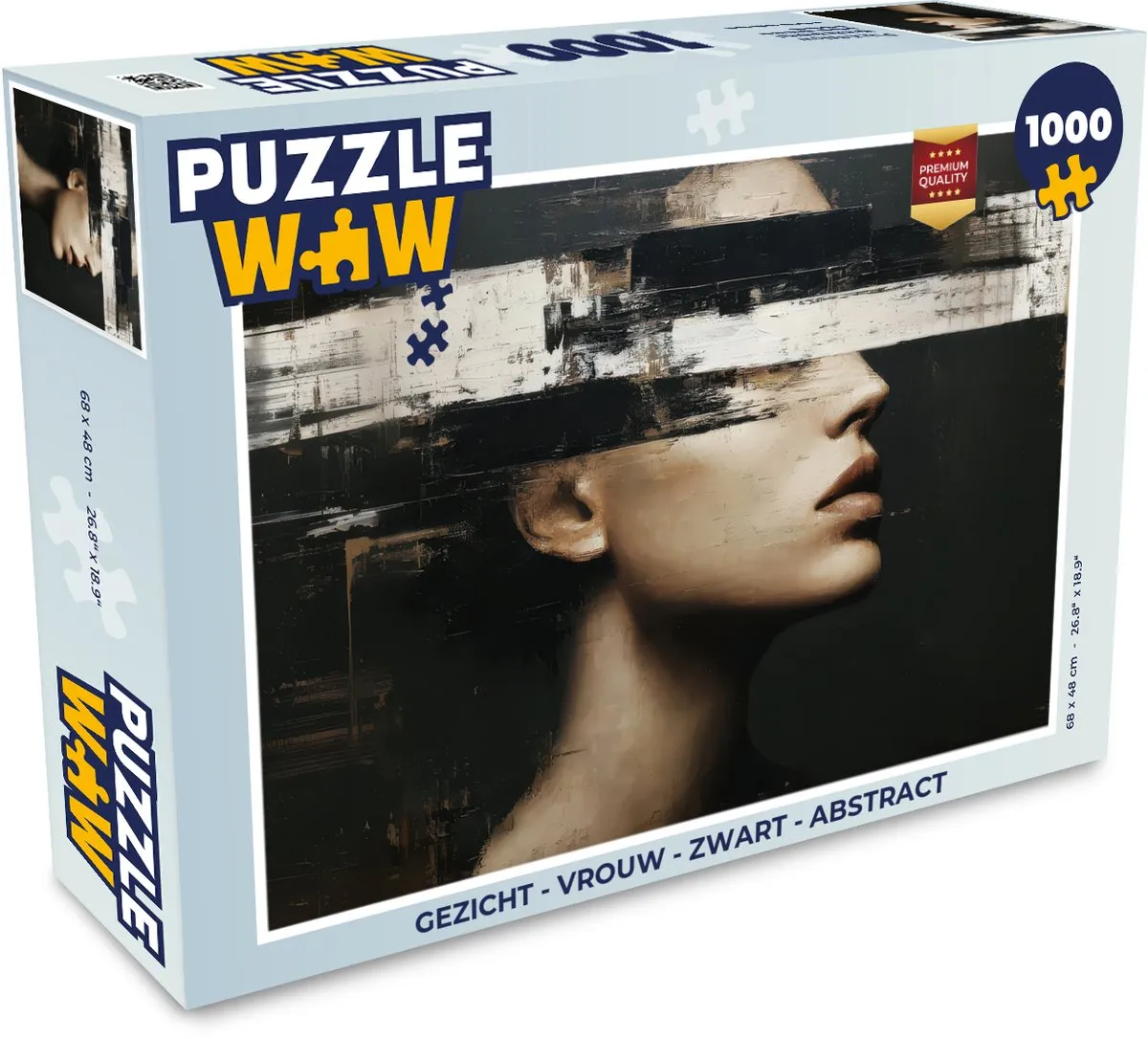 PuzzleWow Gezicht Vrouw Abstract Legpuzzel 1000 Stuks - Zwart