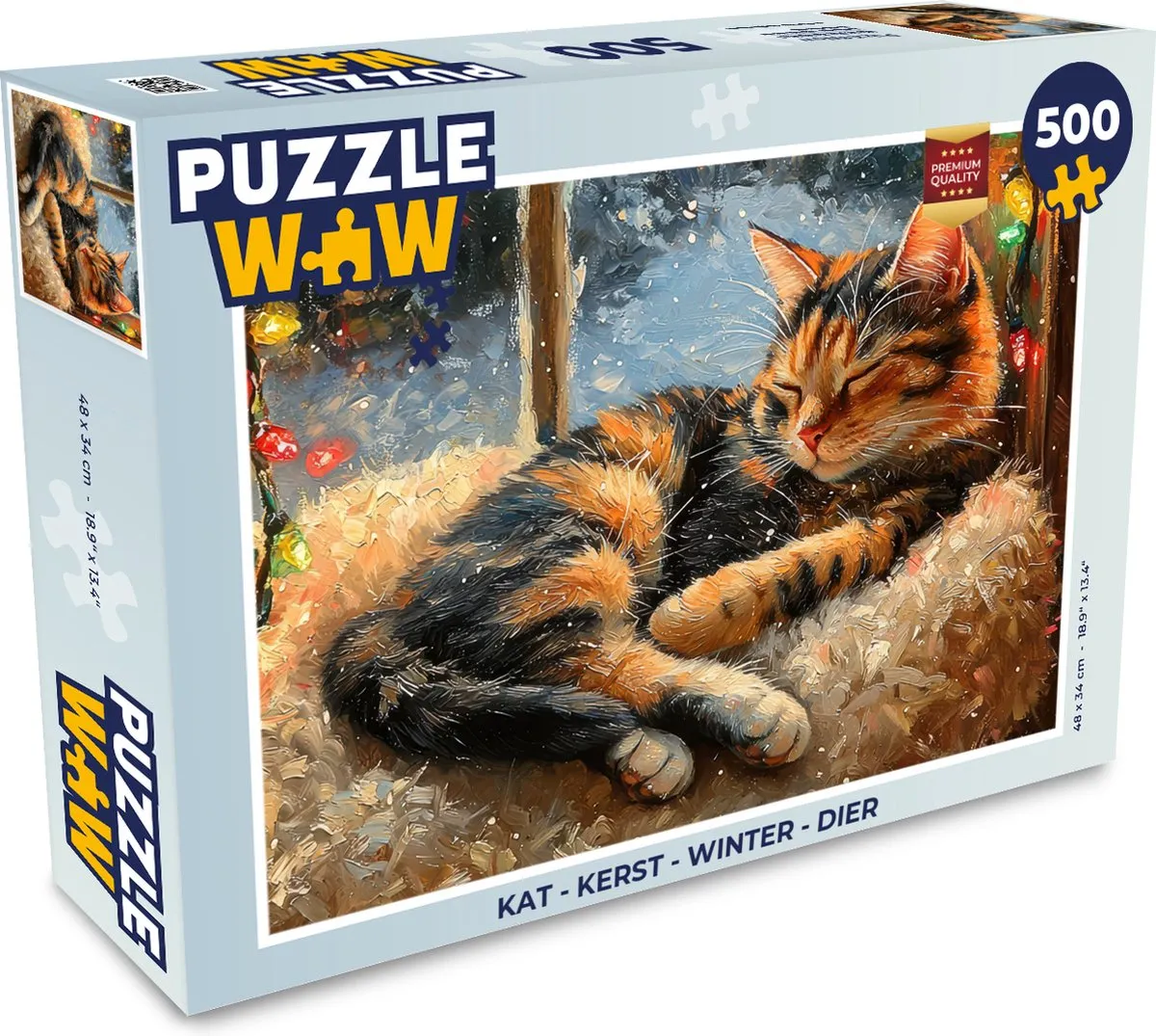 PuzzleWow Kerst Kat Legpuzzel 500 Stuks - Winter