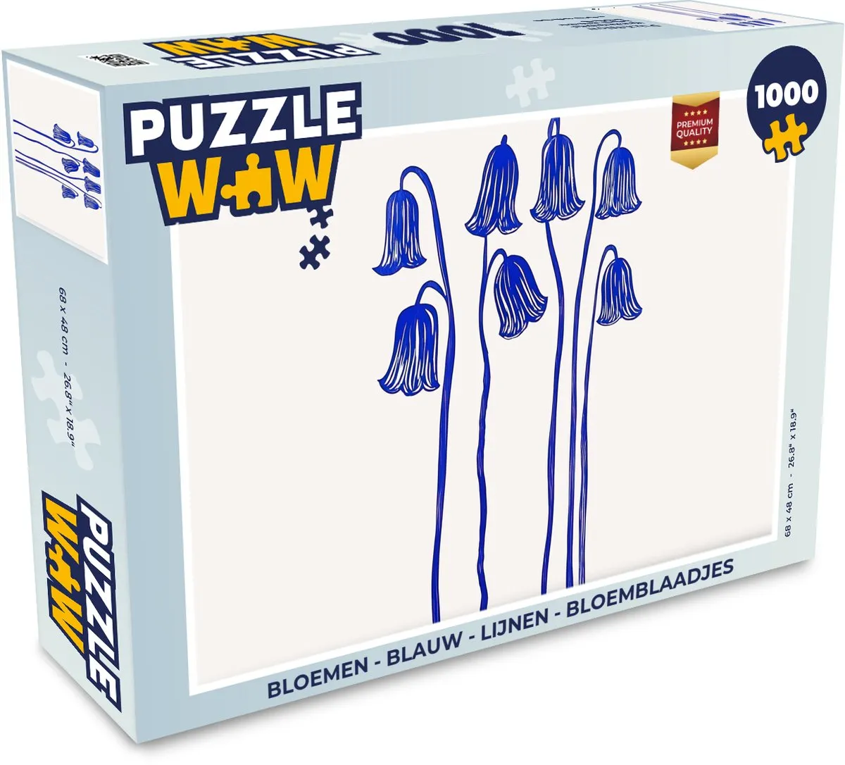PuzzleWow Bloemen Legpuzzel 1000 Stuks - Blauw