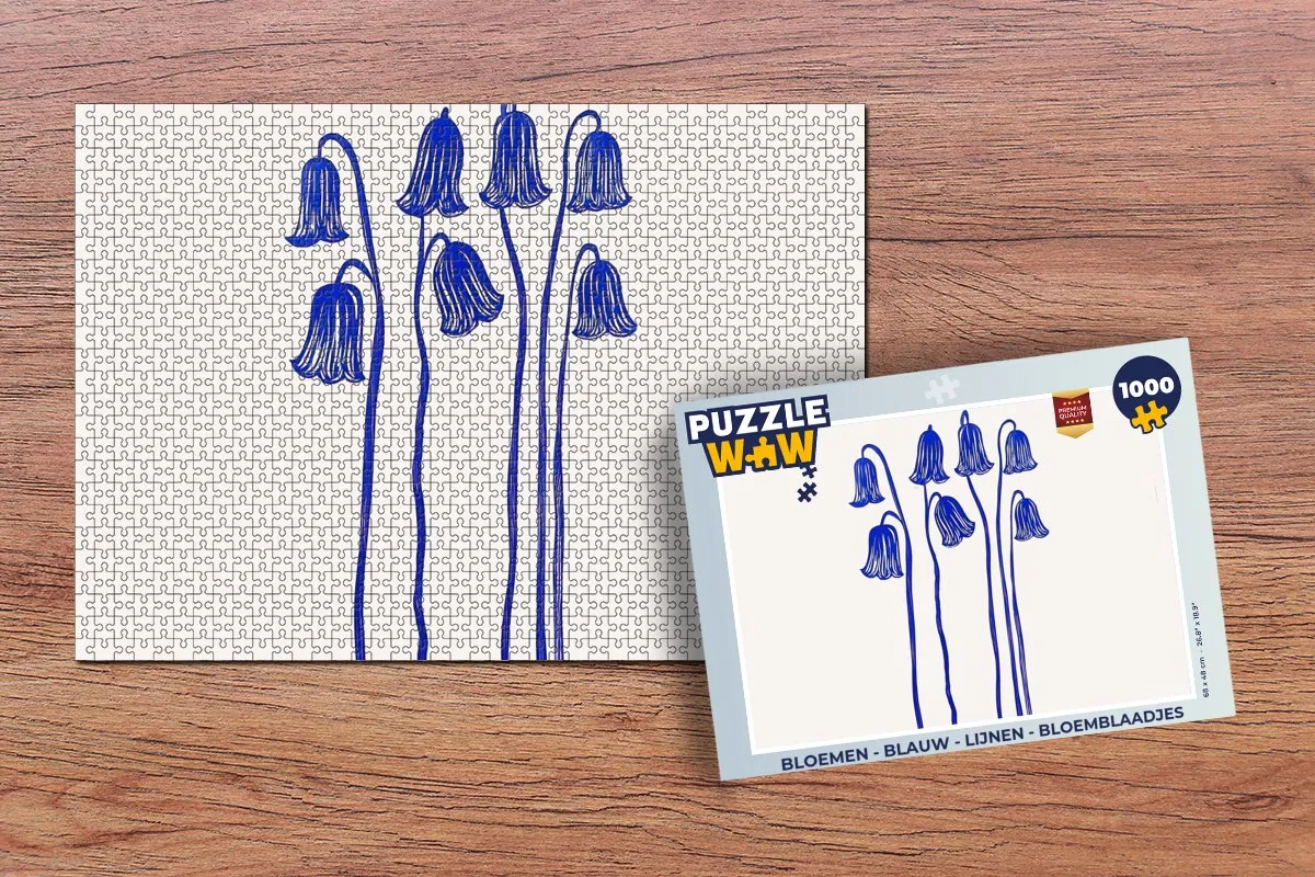 PuzzleWow Bloemen Legpuzzel 1000 Stuks - Blauw