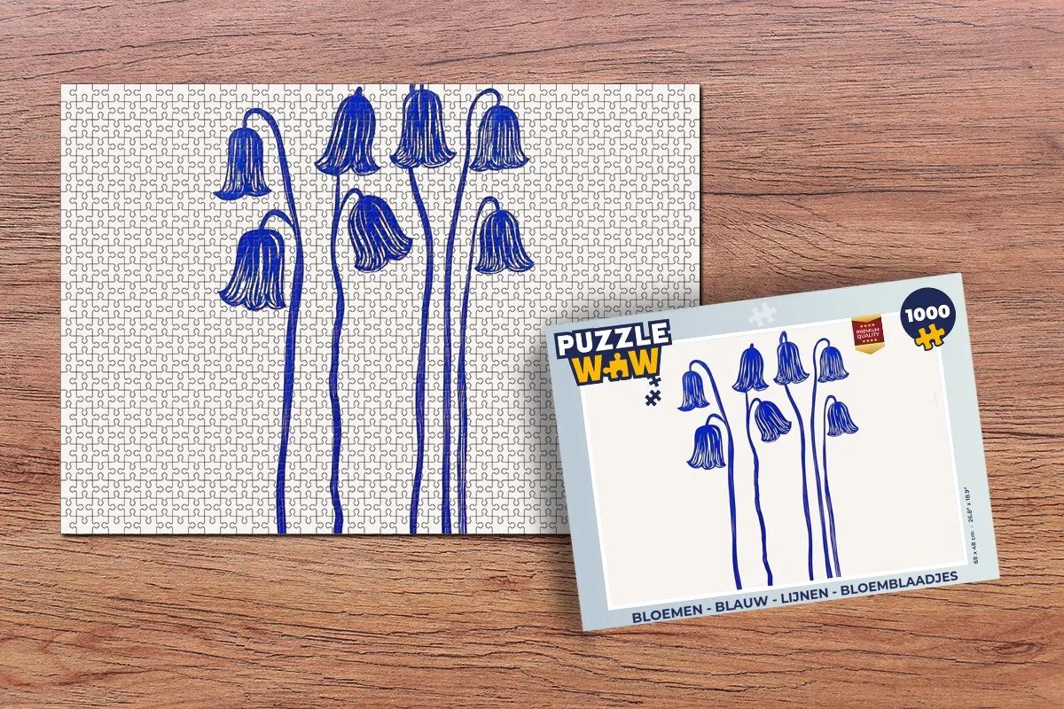 PuzzleWow Bloemen Legpuzzel 1000 Stuks - Blauw