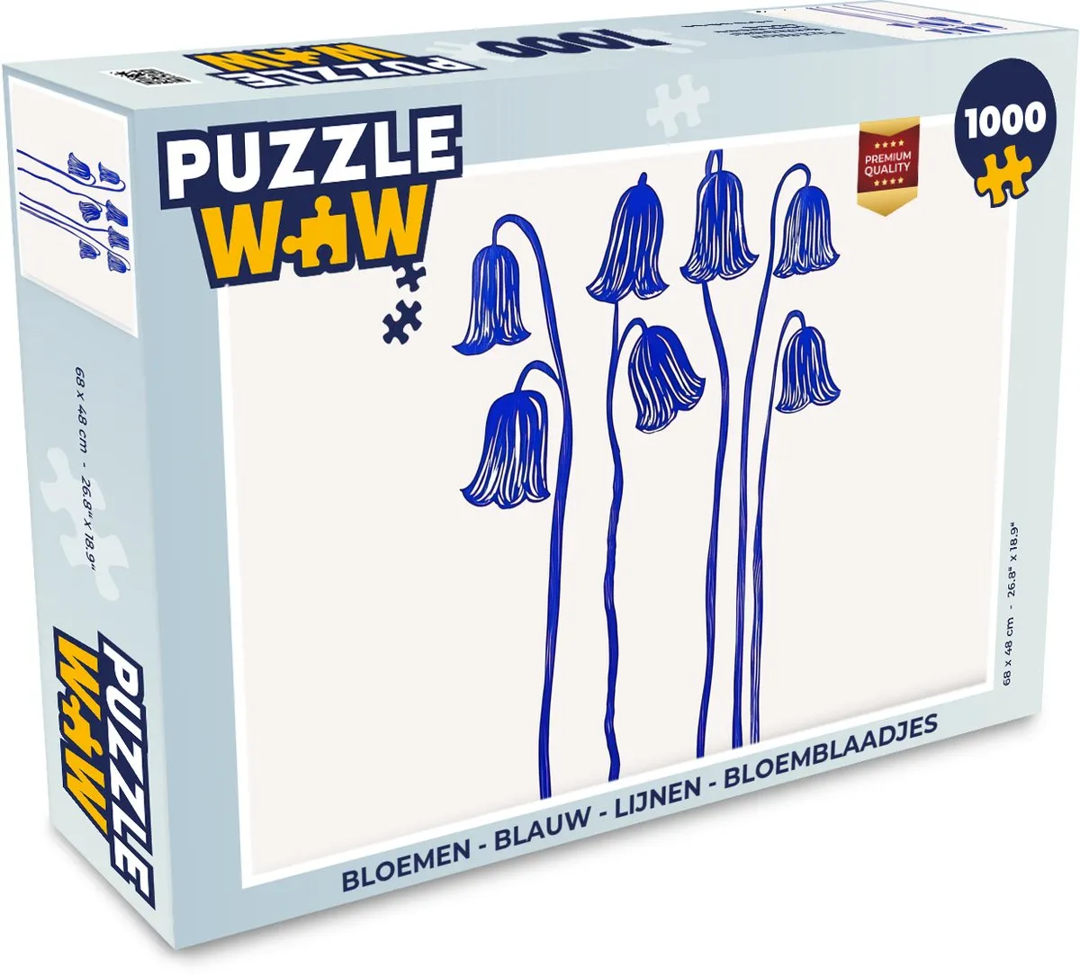 PuzzleWow Bloemen Legpuzzel 1000 Stuks - Blauw